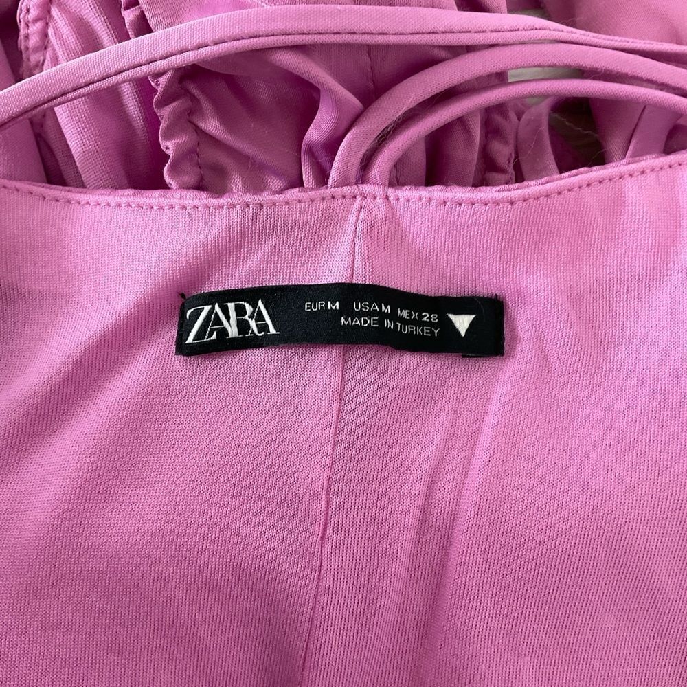 Zara Pink Satin Hidden Zip Snap Button Strappy Effect Bodysuit Medium - Picture 7 of 12